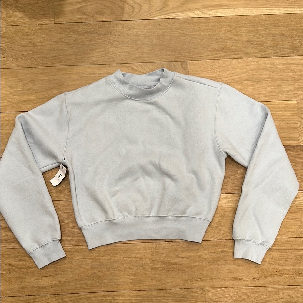 TNA Cozy AF Fleece Light Blue Cropped Sweatshirt